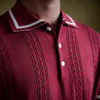 Cable knit polo - Burgundy