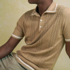 Cable knit polo - Beige