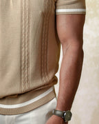 Cable knit polo - Beige