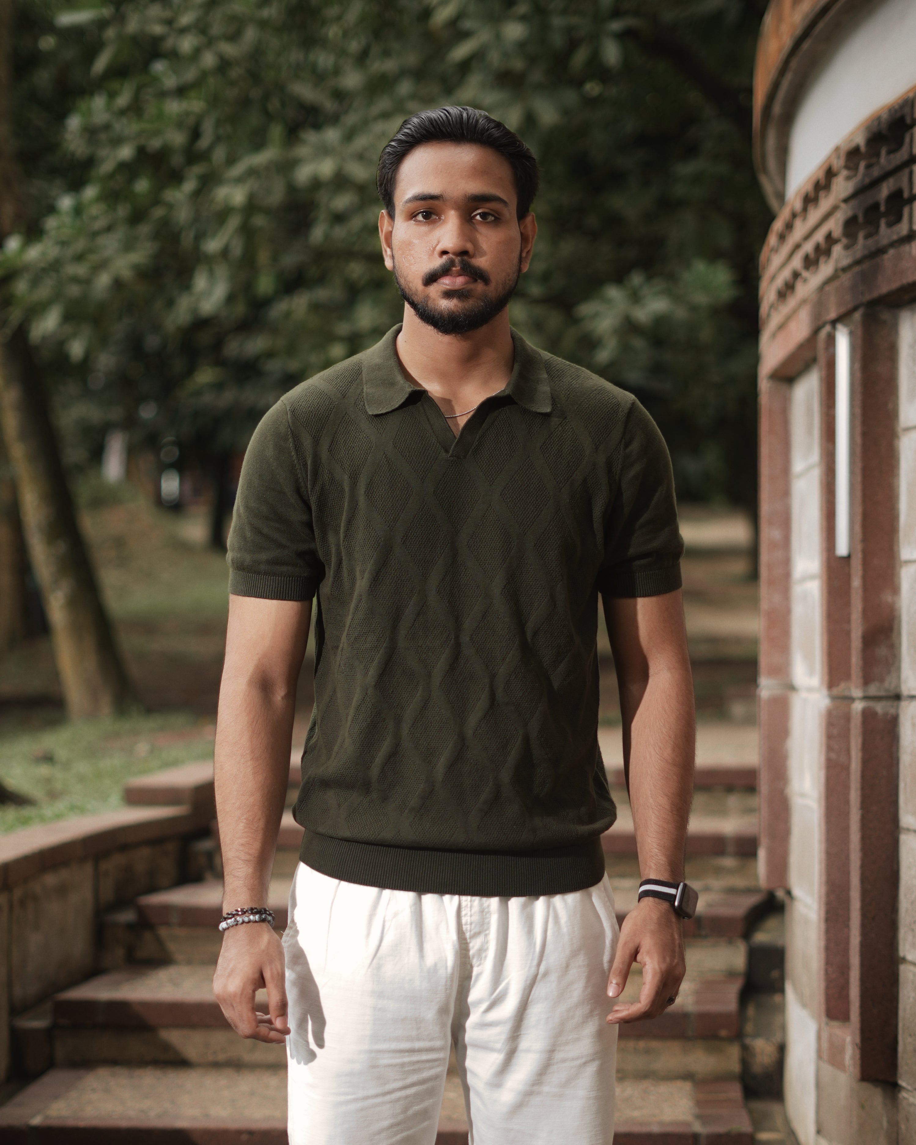Textured Knit Polo | Hunter Green