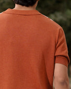 Chain link knit polo | Terracota