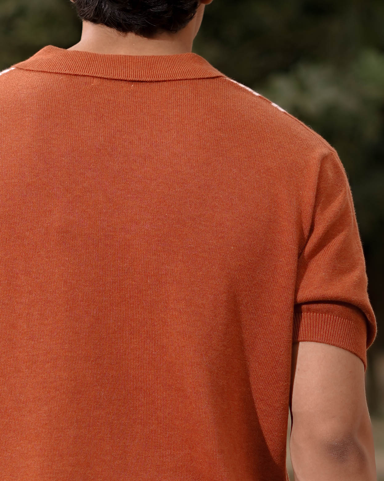 Chain link knit polo | Terracota