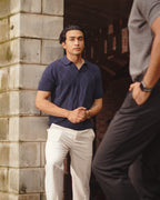Textured Knit Polo | Navy