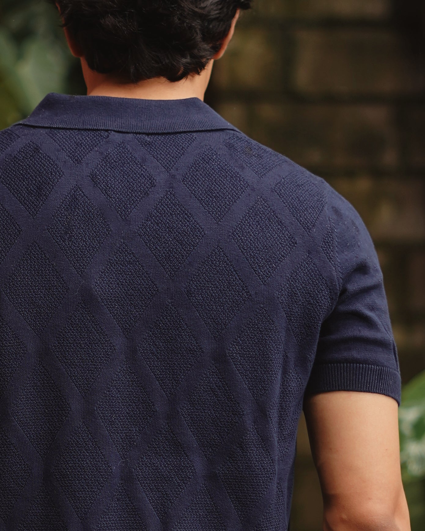 Textured Knit Polo | Navy