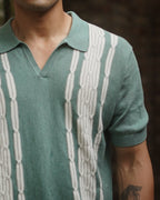 Chain link knit polo | Sage
