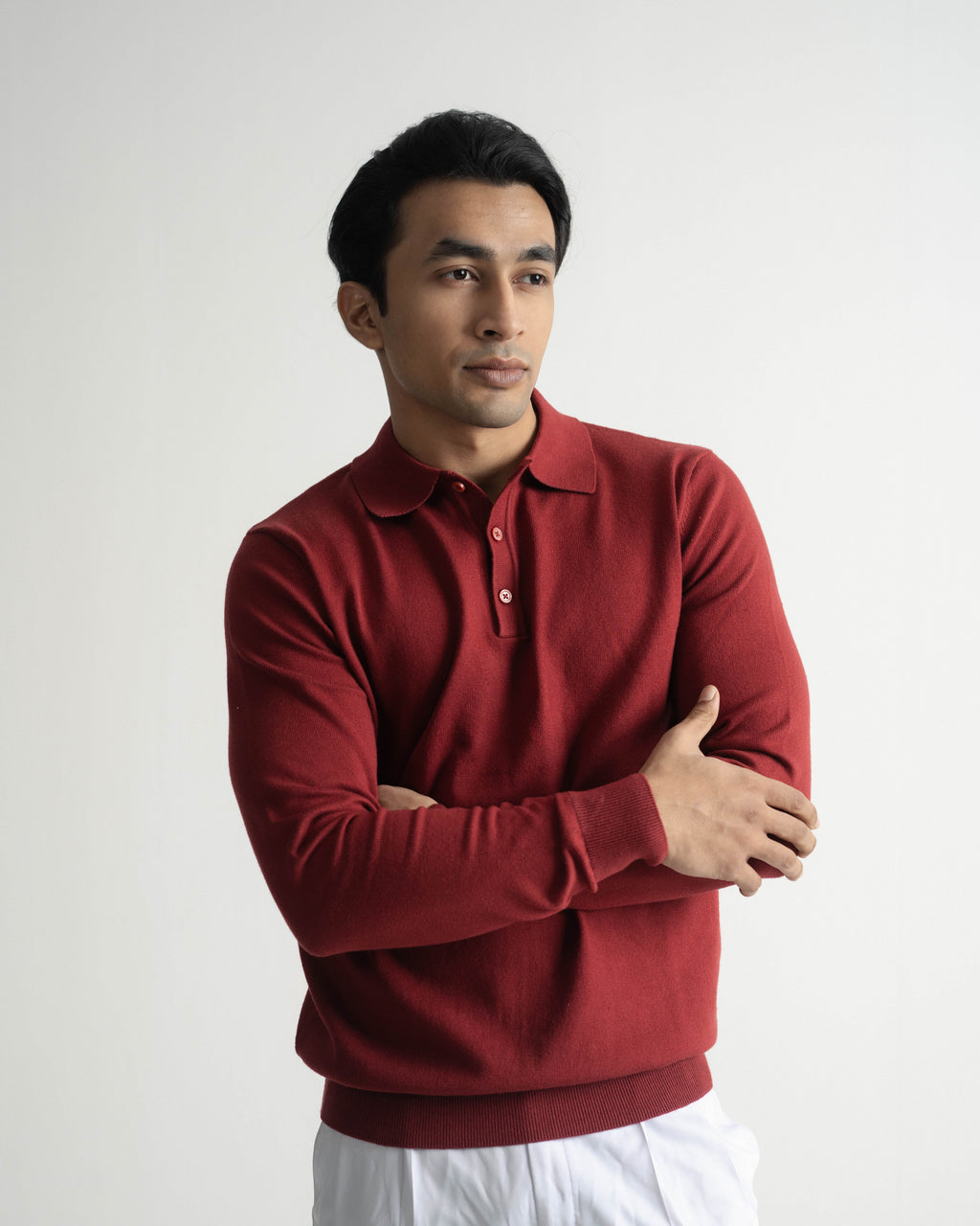 Buttoned Knit Polo - full sleeve
