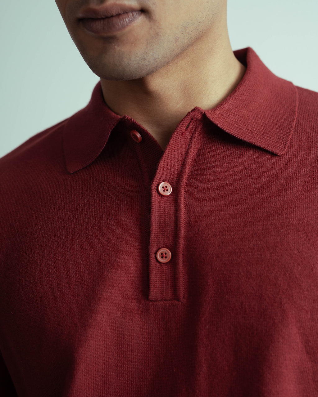 Buttoned Knit Polo - full sleeve