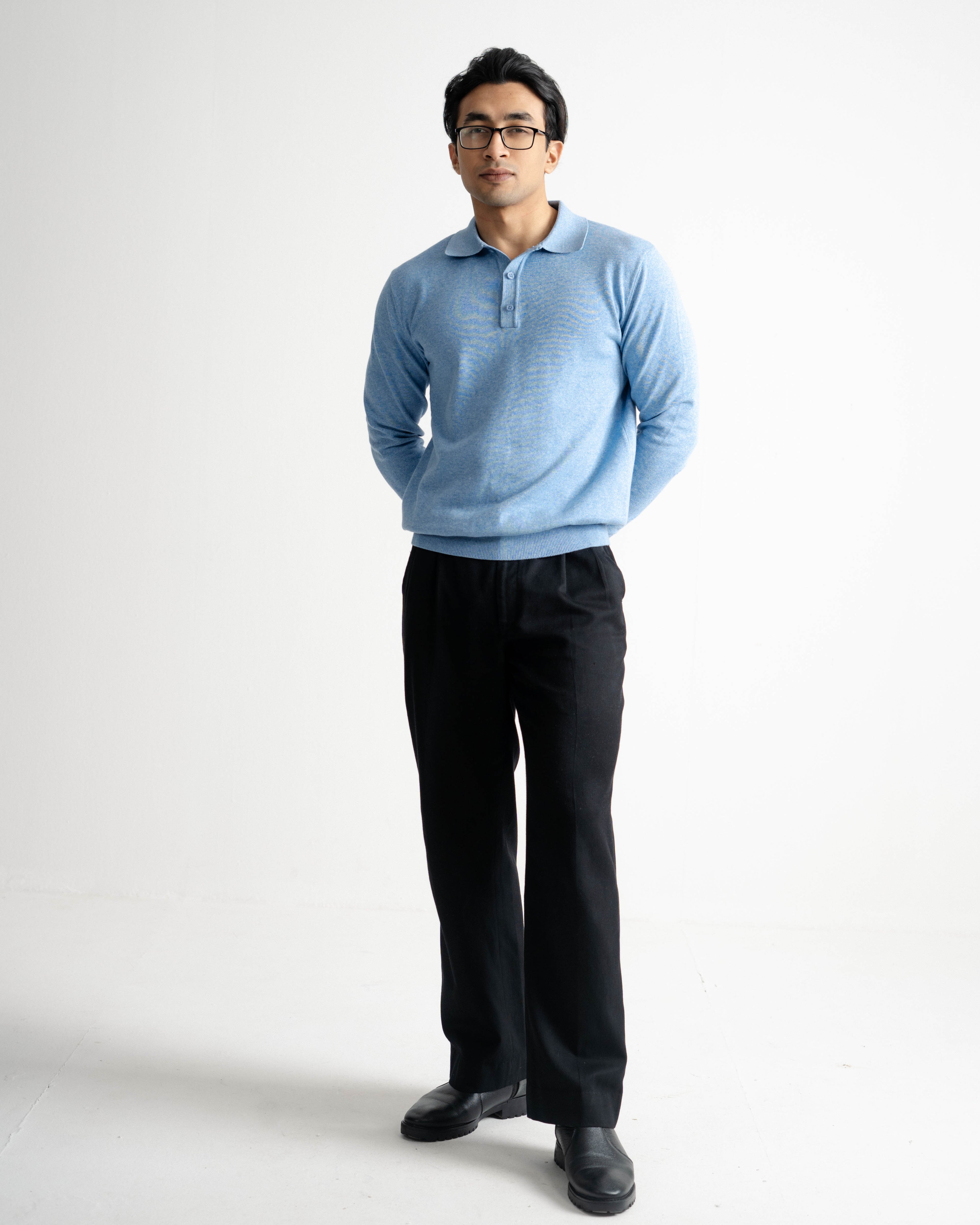 Buttoned Knit Polo - full sleeve