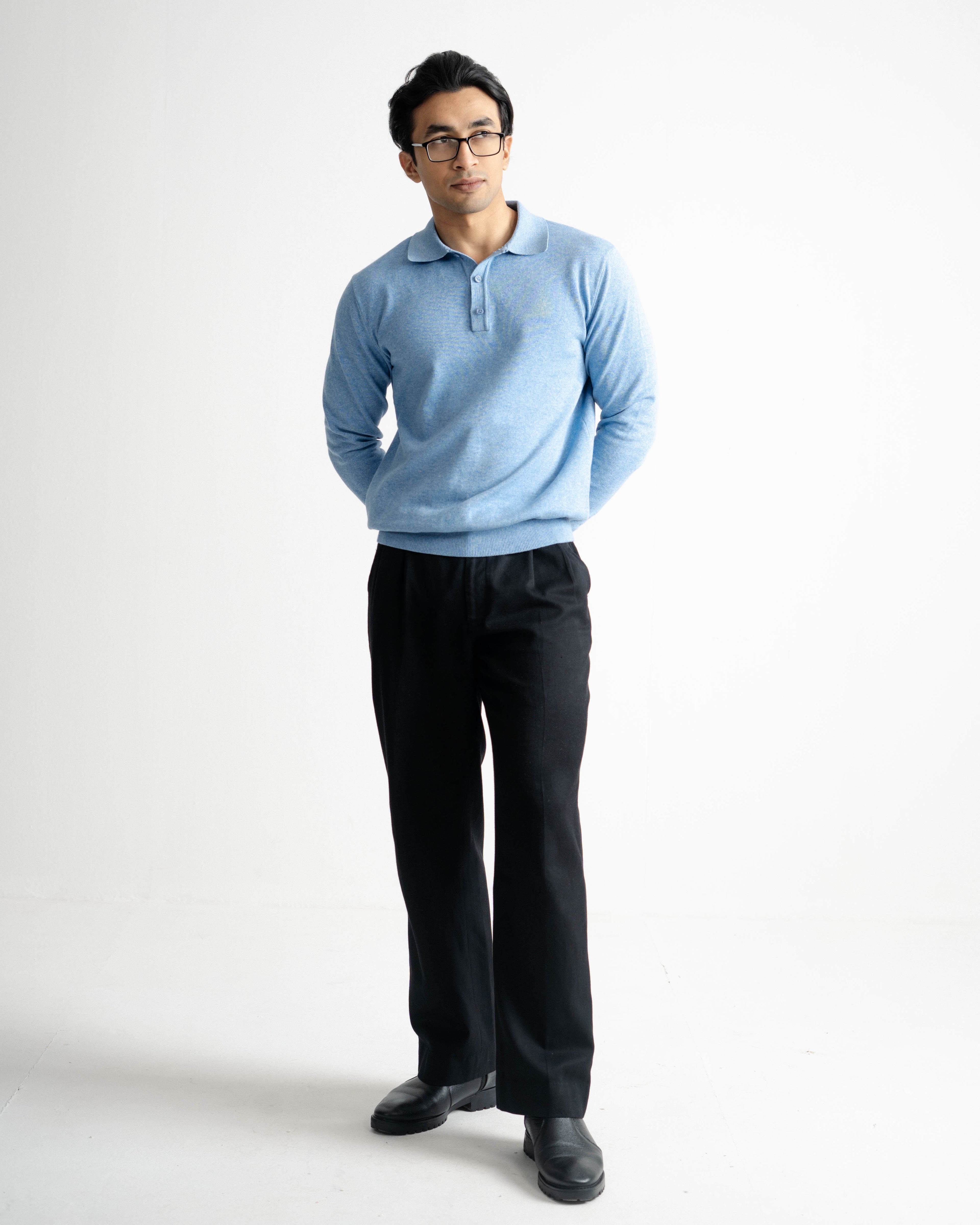 Buttoned Knit Polo - full sleeve
