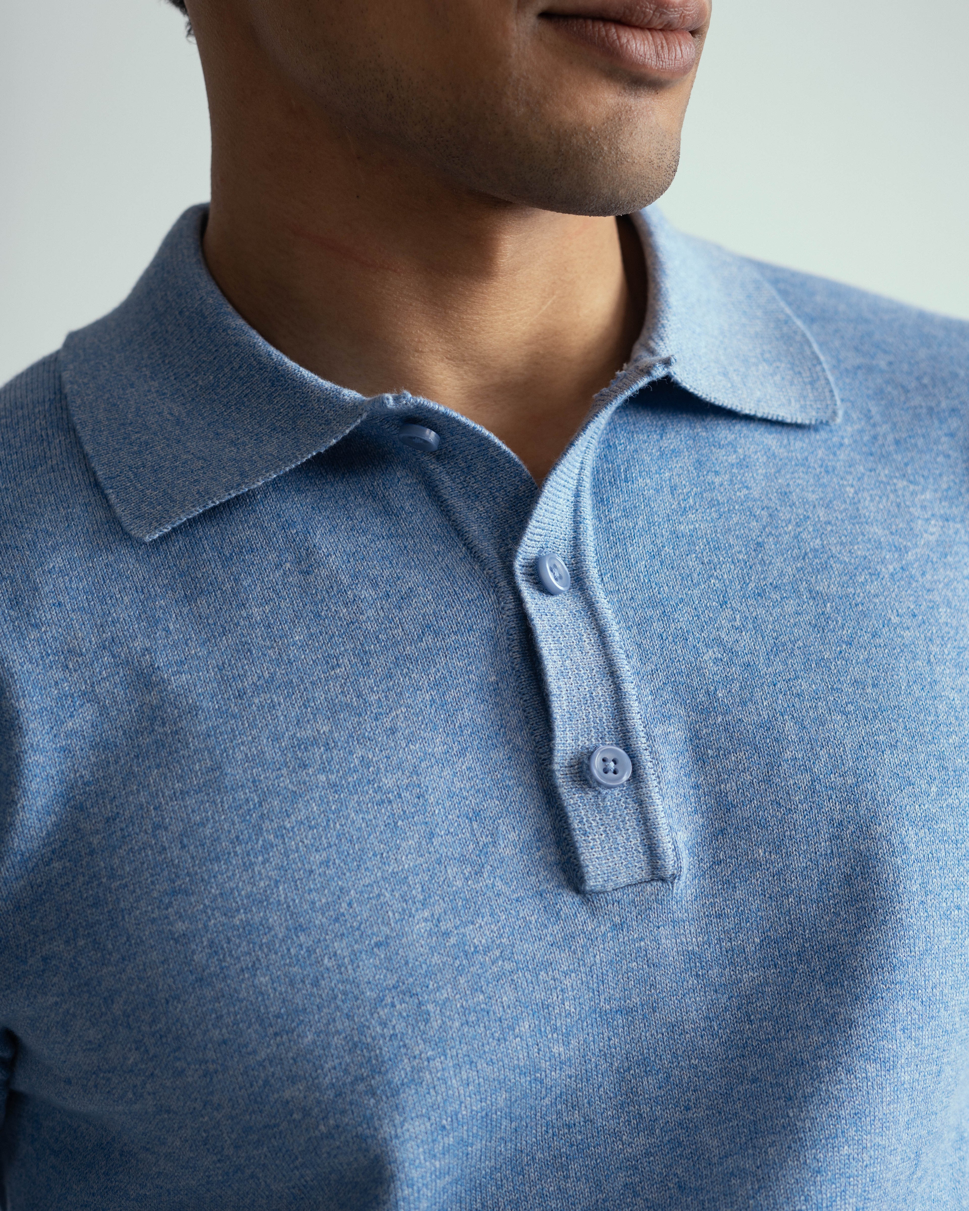 Buttoned Knit Polo - full sleeve