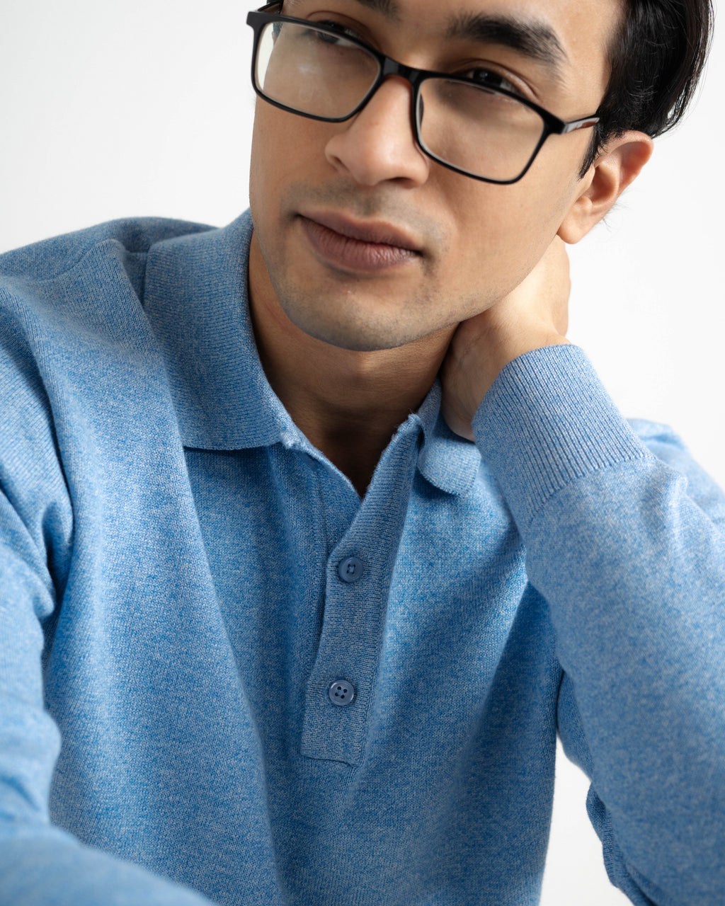 Buttoned Knit Polo - full sleeve