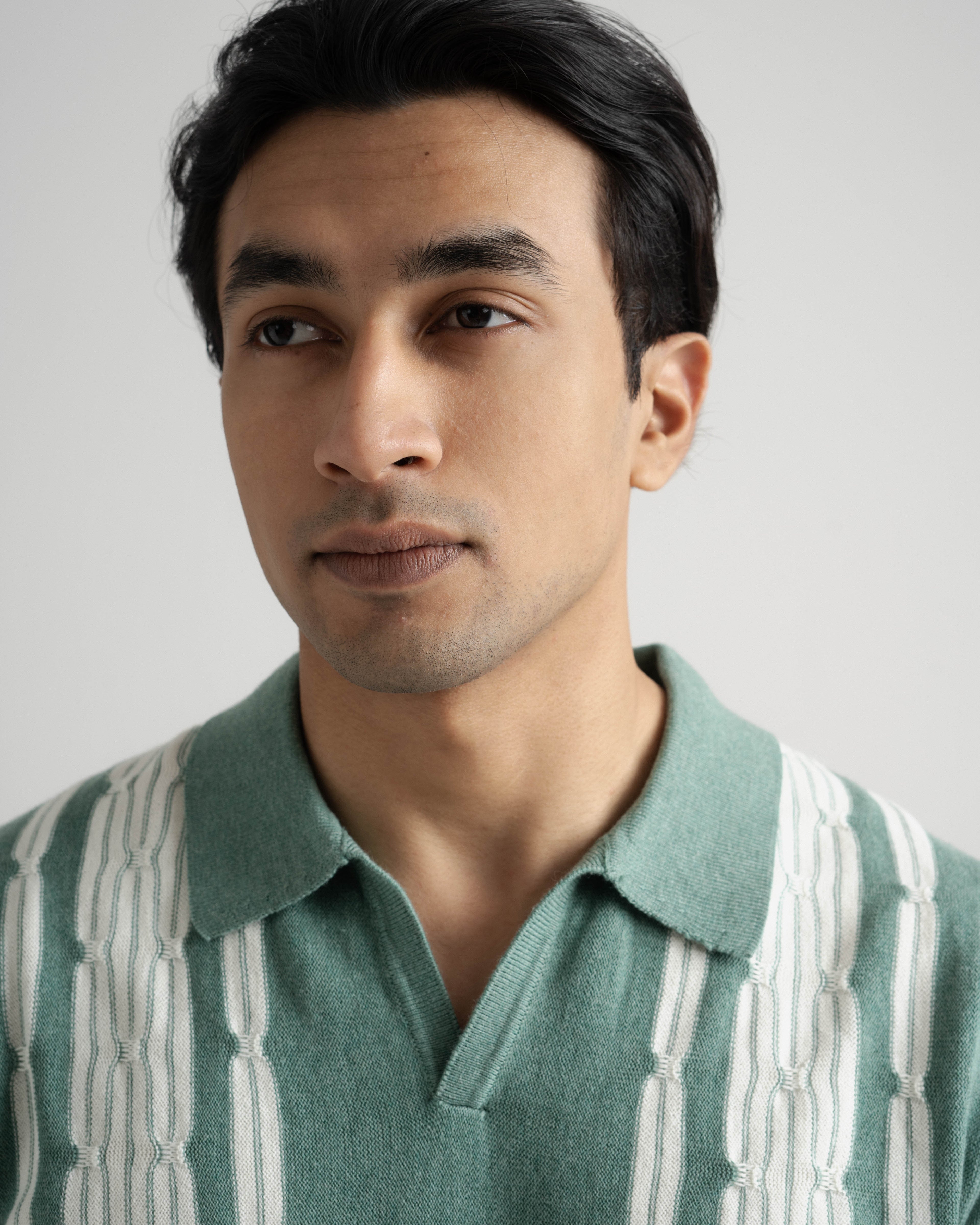 Chain link knit polo | Sage