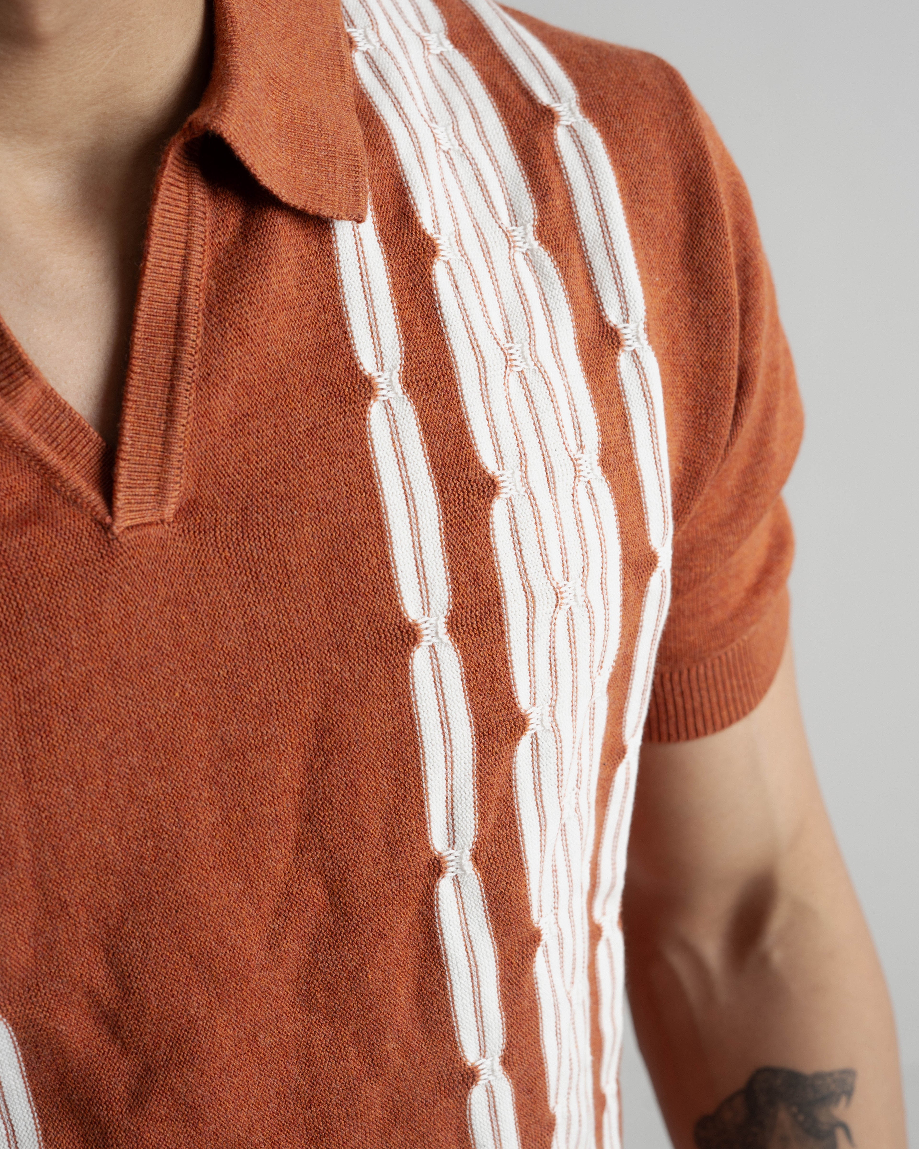 Chain link knit polo | Terracota