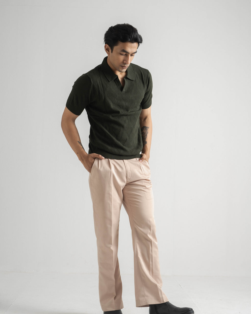 Textured Knit Polo | Hunter Green