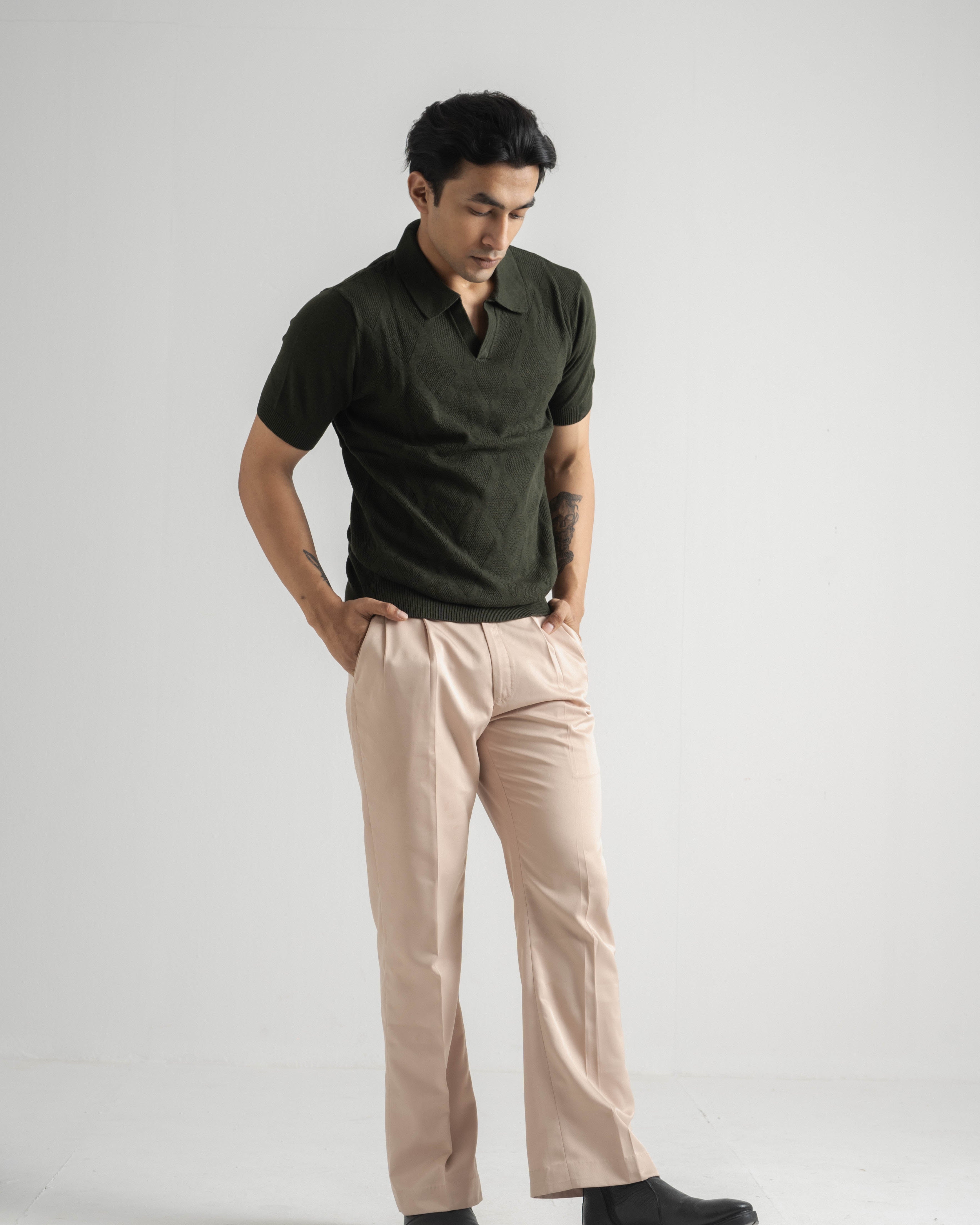 Textured Knit Polo | Hunter Green