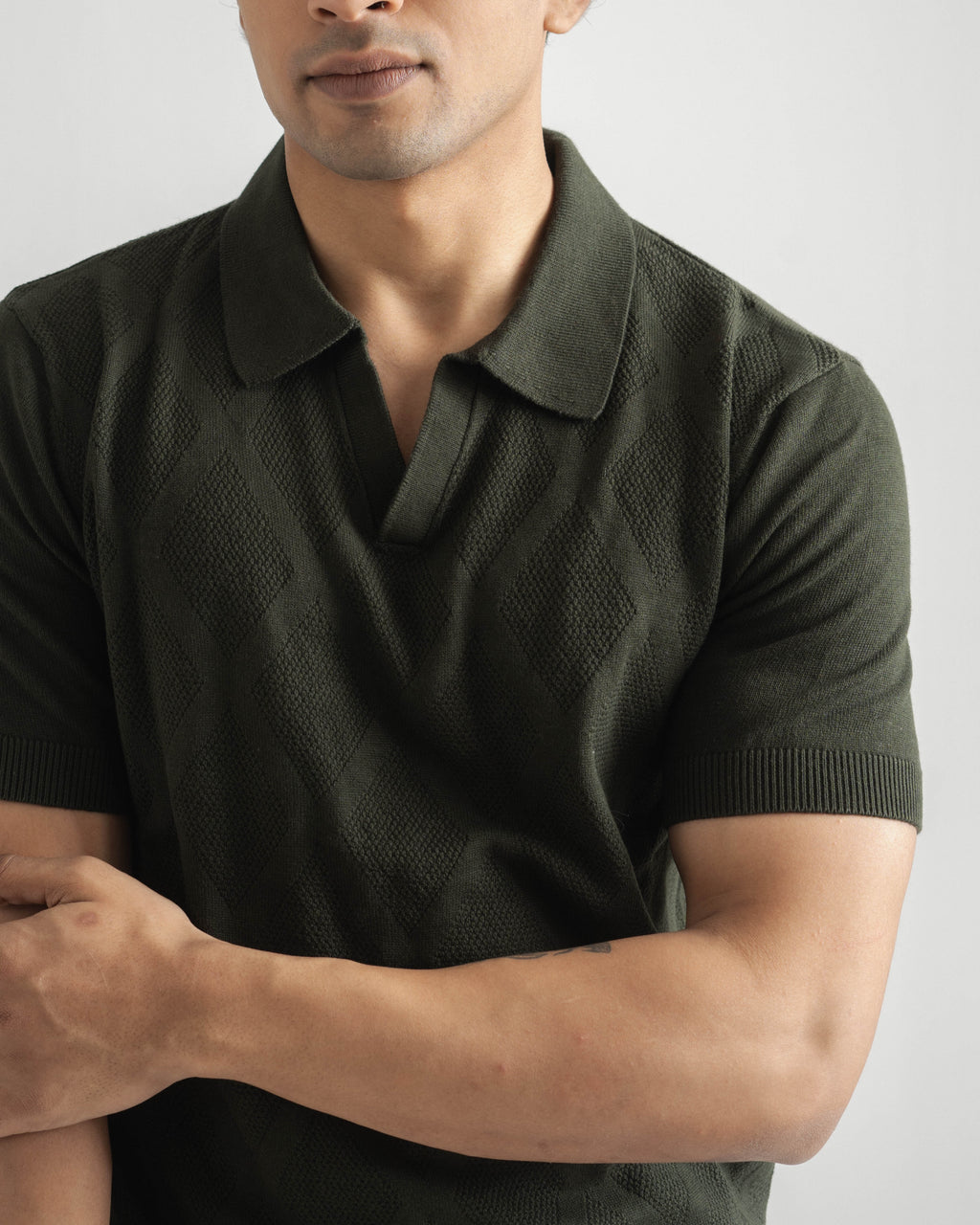 Textured Knit Polo | Hunter Green