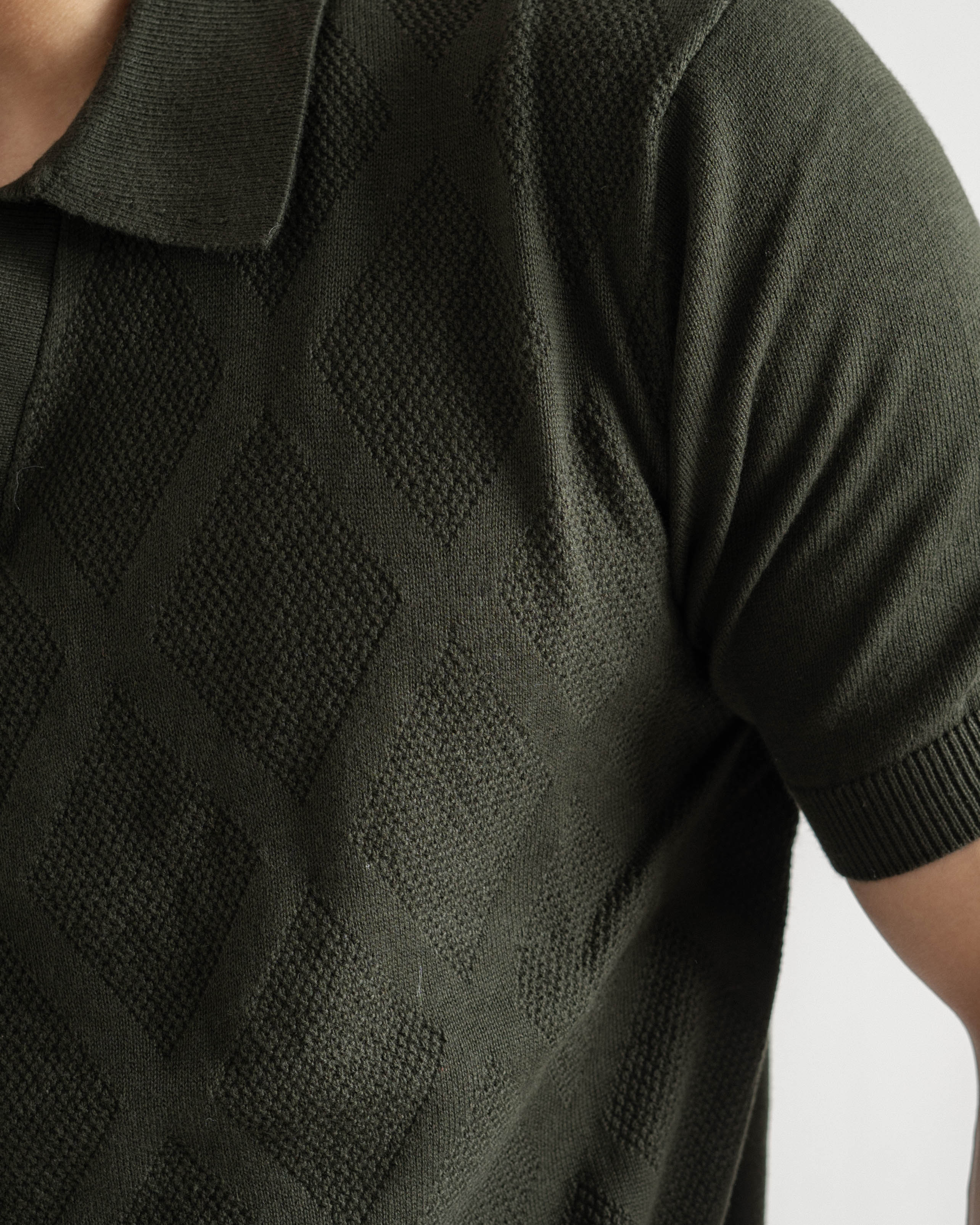Textured Knit Polo | Hunter Green
