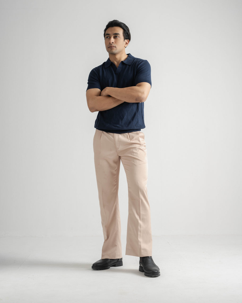 Textured Knit Polo | Navy