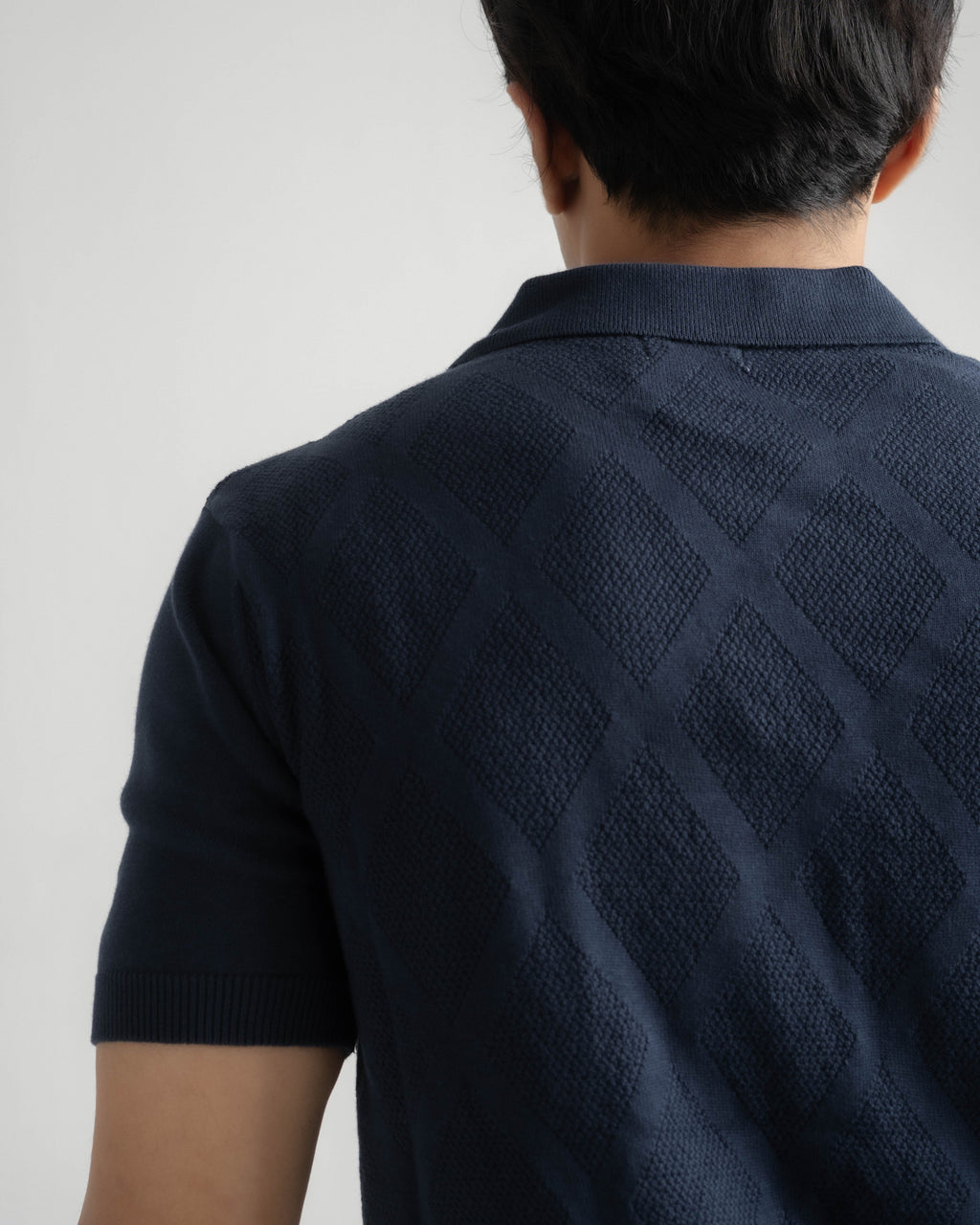 Textured Knit Polo | Navy