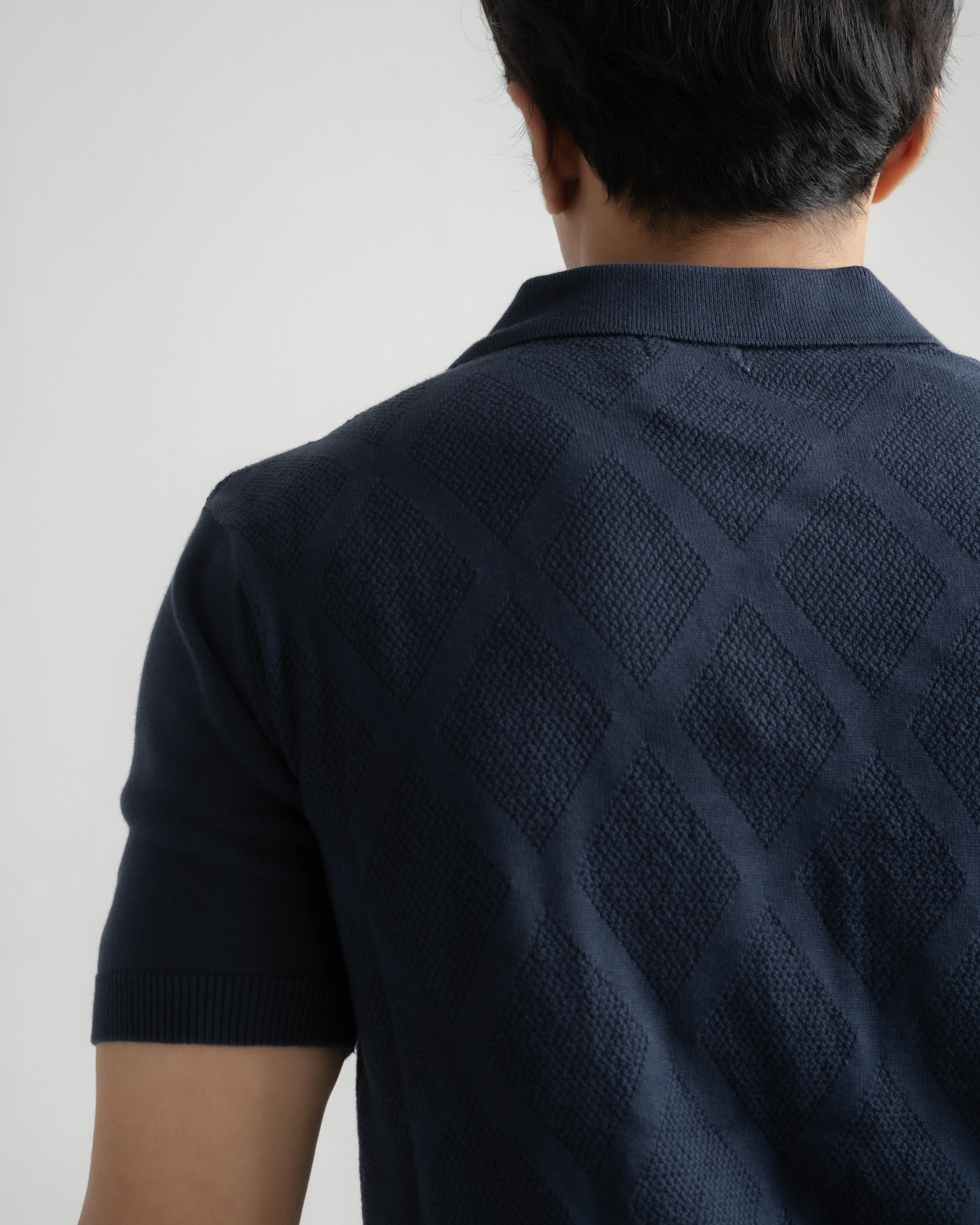 Textured Knit Polo | Navy