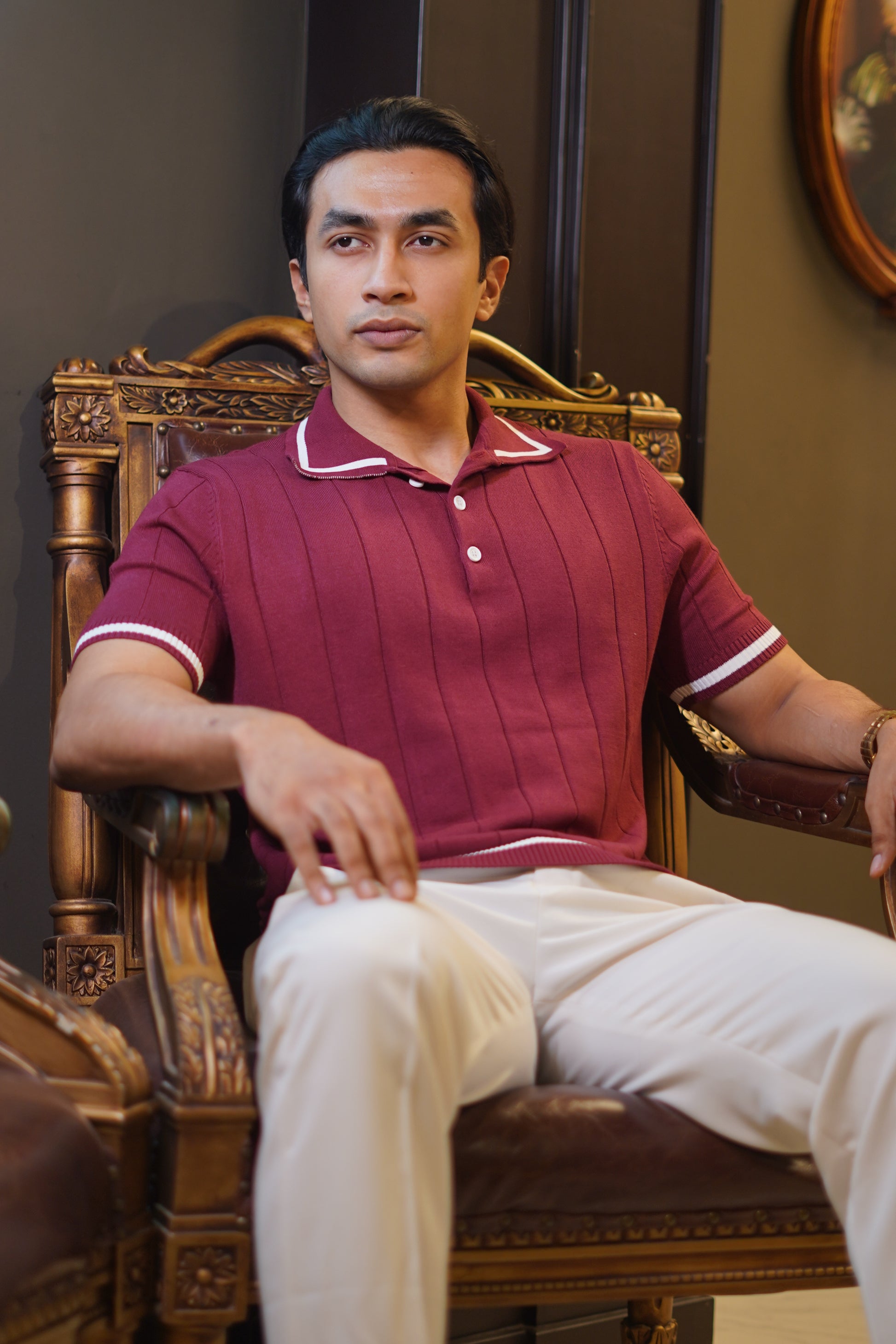 Knit polo - Burgunddy
