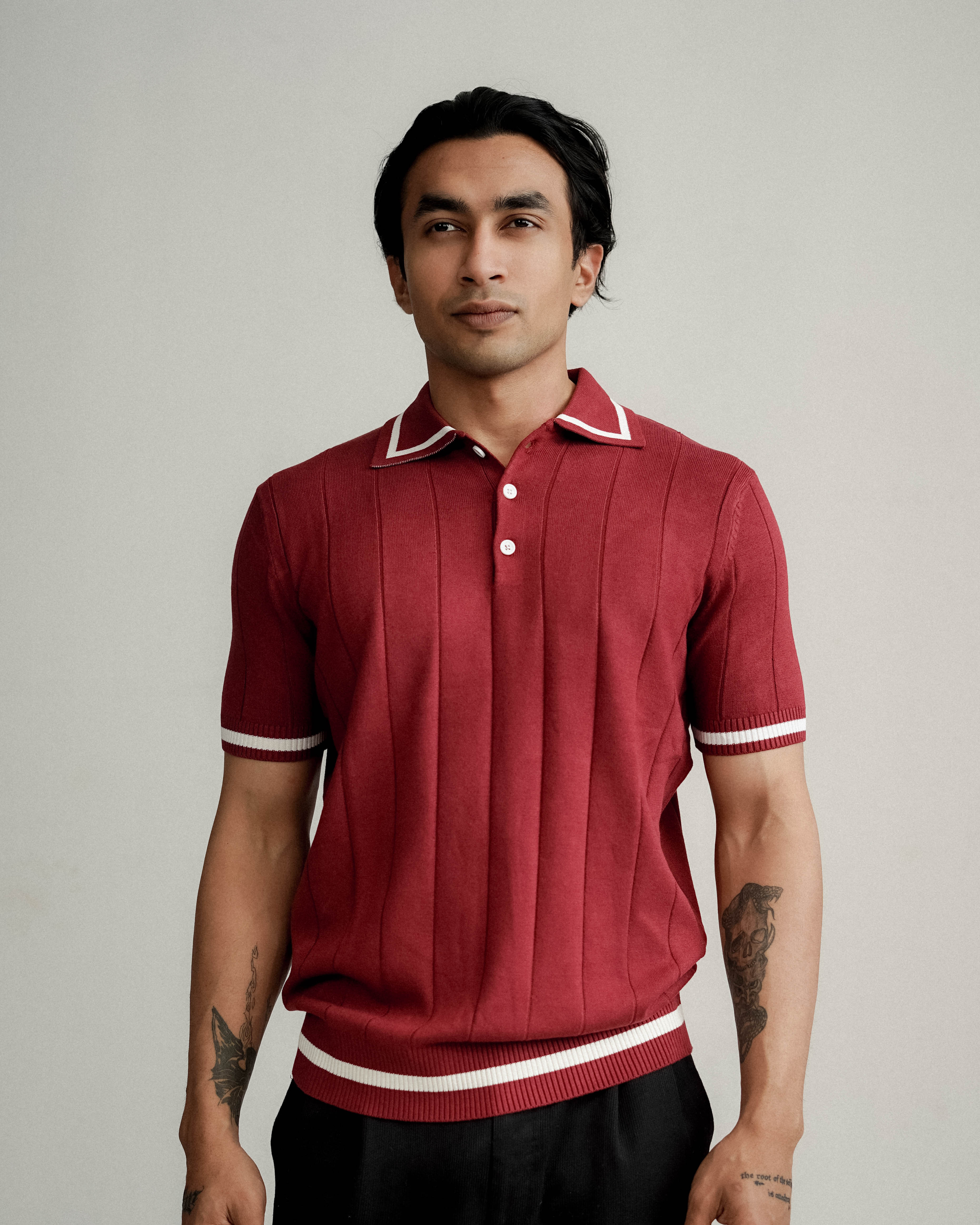 Knit polo - Burgunddy