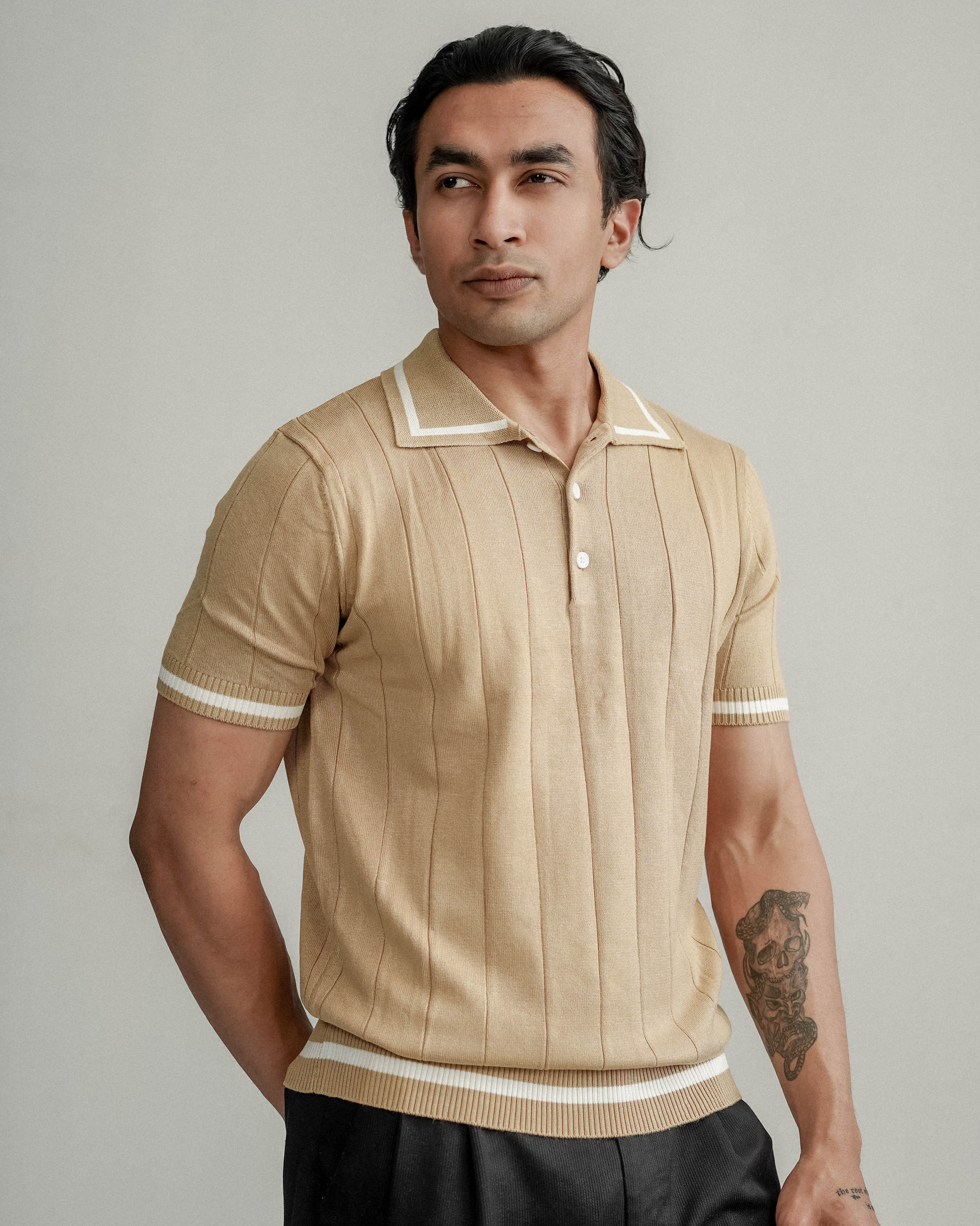 Knit polo - Beige