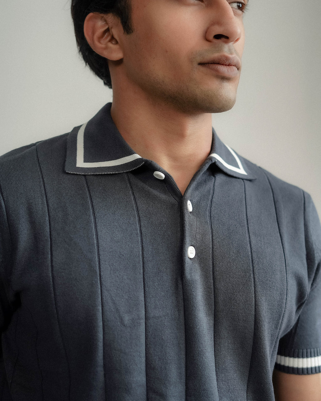 Knit polo - Matt Indigo