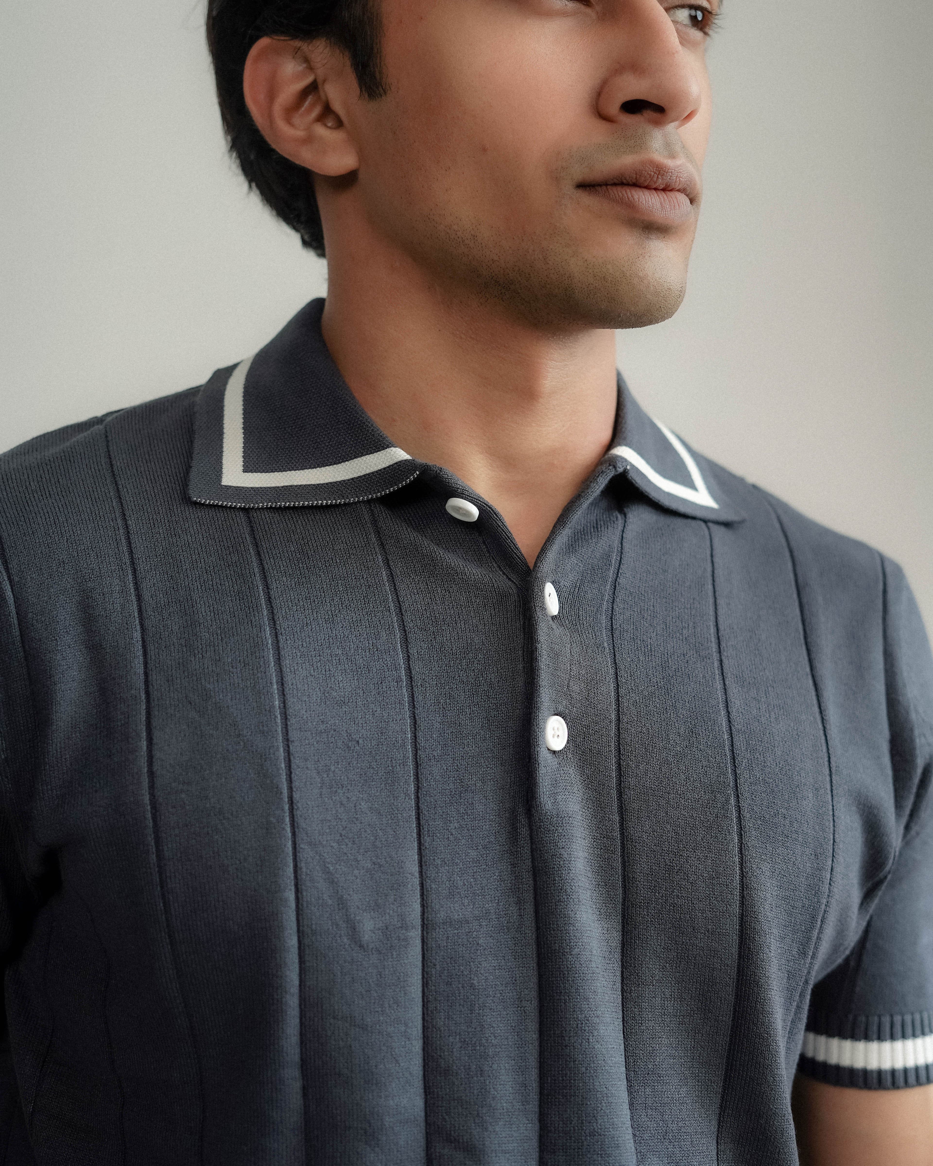 Knit polo - Matt Indigo