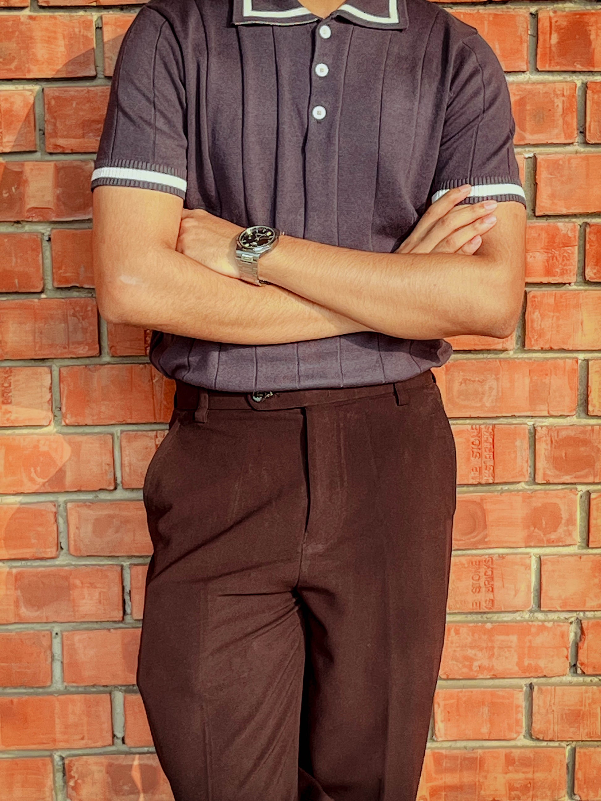 Knit polo - Matt Indigo